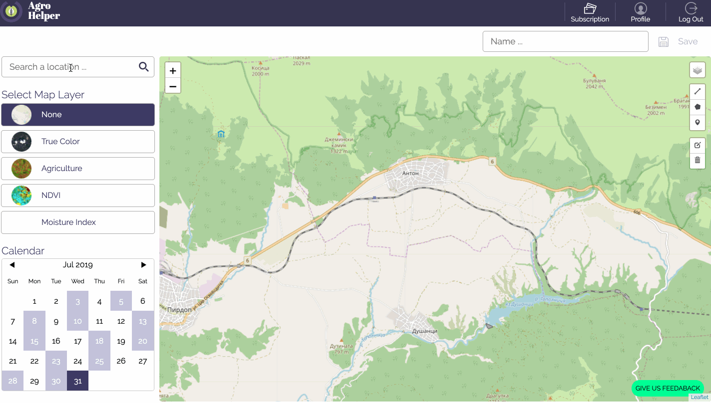 Agrohelper Application Satellite Image Agriculture view