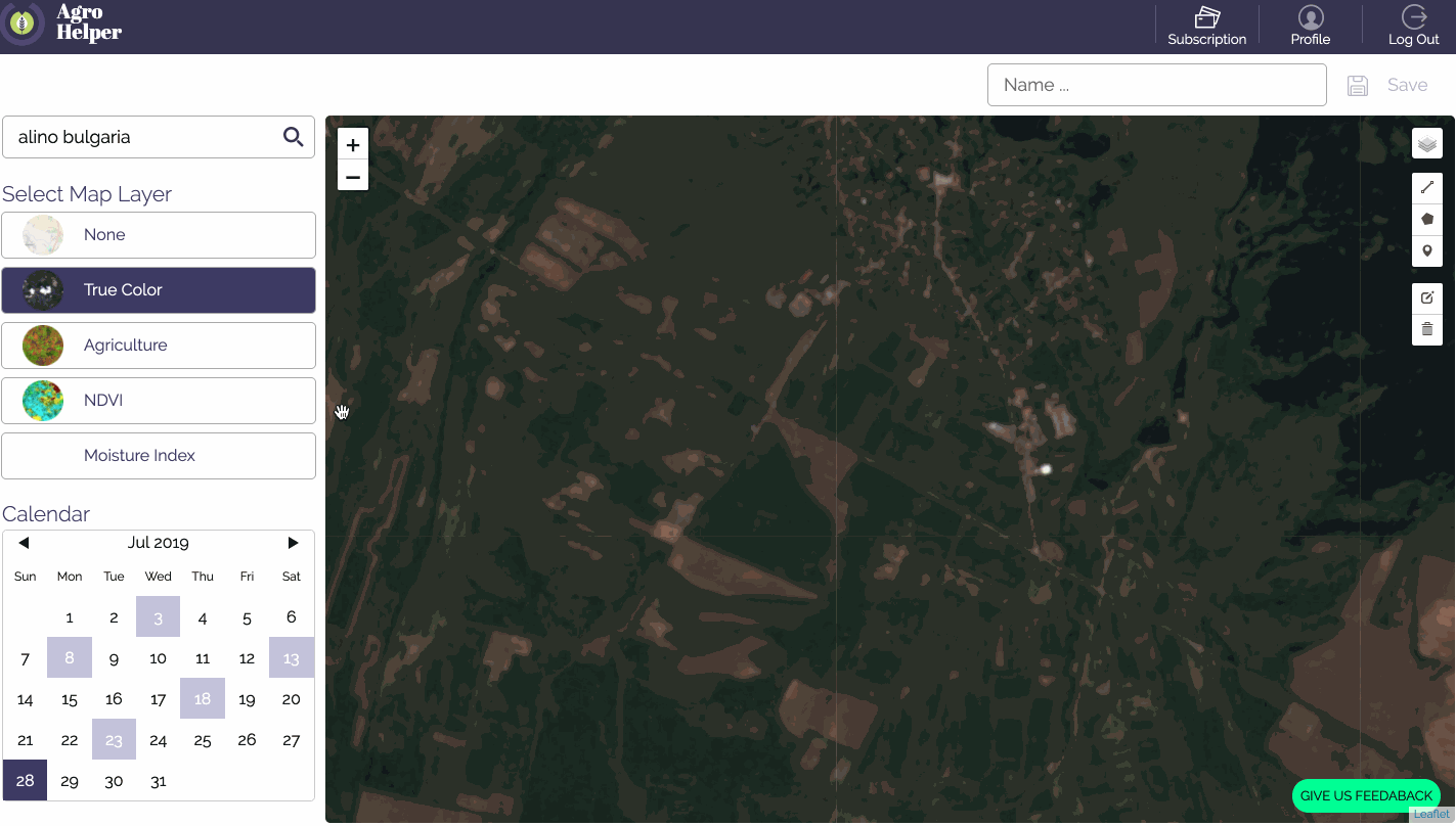 Agrohelper Application Satellite Image Agriculture view